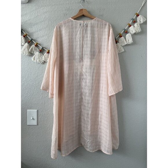 Torrid Pink Windowpane Plaid Open Front Kimono Duster Coverup Sheer Beach 3x - Picture 2 of 10